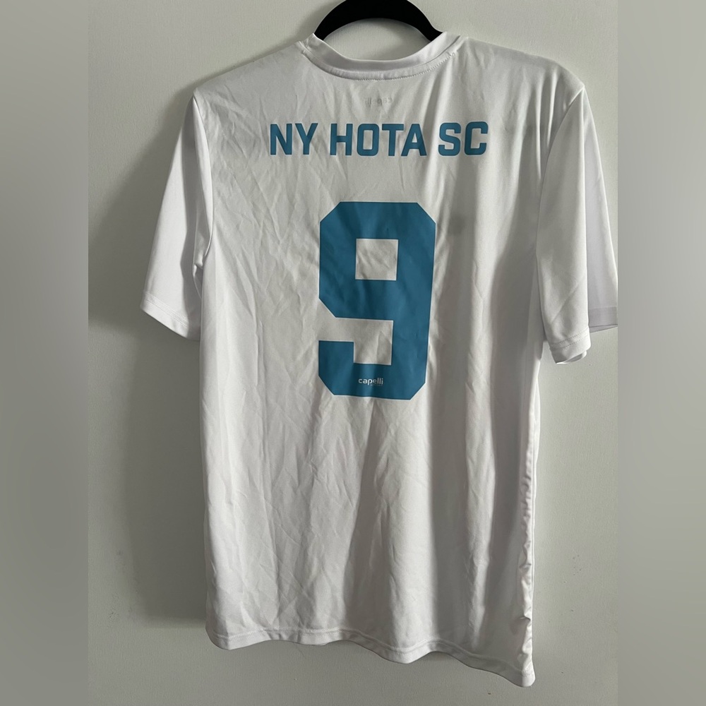 Capelli of New York White Jersey with Blue Number